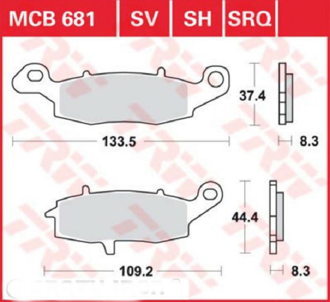 Колодки тормозные передние правые для Kawasaki ER-6n / ER-6f / Versys650 &#039;06-14 TRW MCB681SV