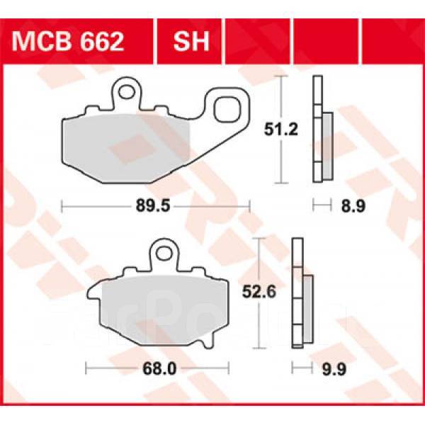 Колодки тормозные задние для Kawasaki ER-6n / ER-6f / Versys650 &#039;06-14  / Z1000 &#039;17-20 TRW MCB662SH